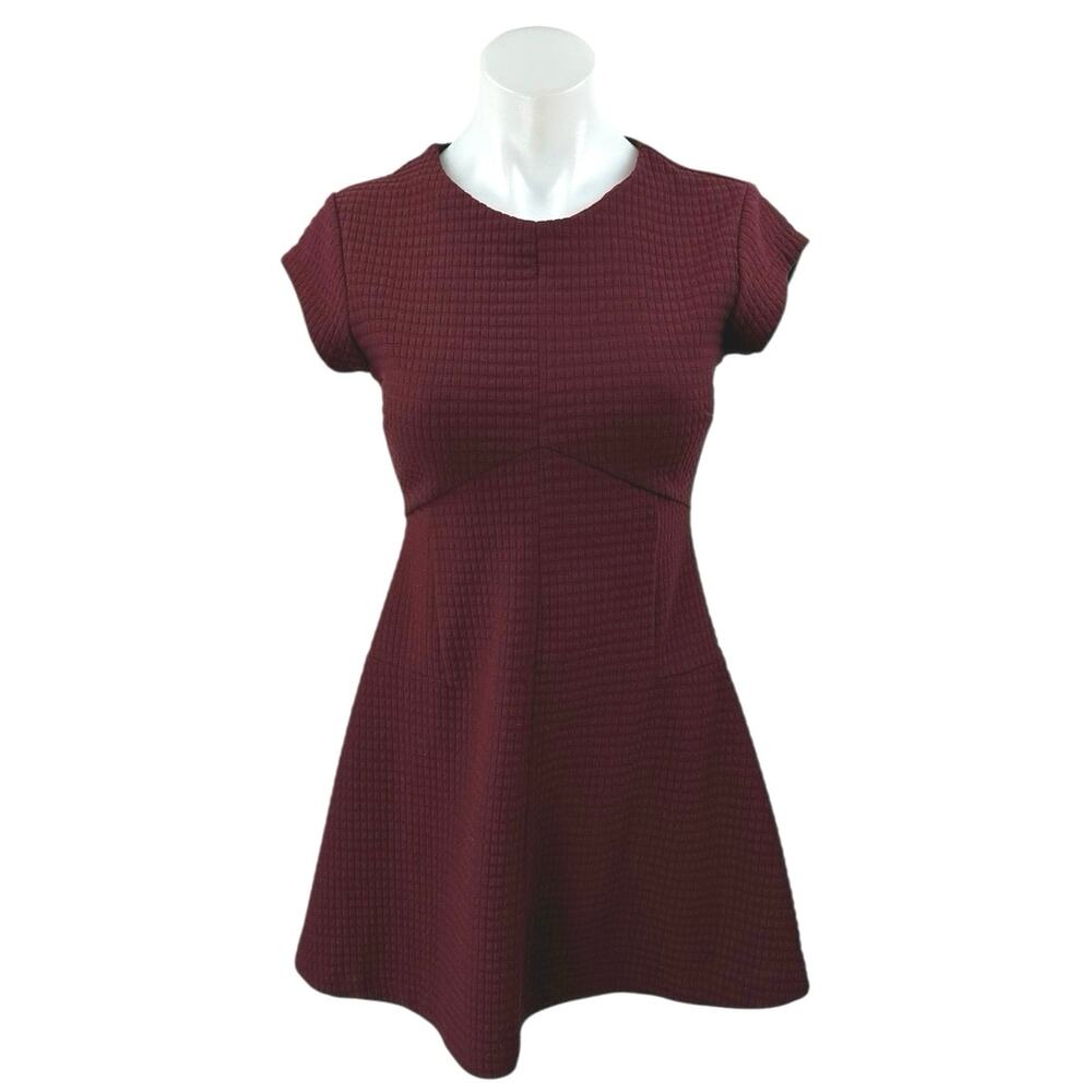 Banana Republic Red Short Sleeve Crew Neck Knit Fit & Flare Mini Dress Size 0P